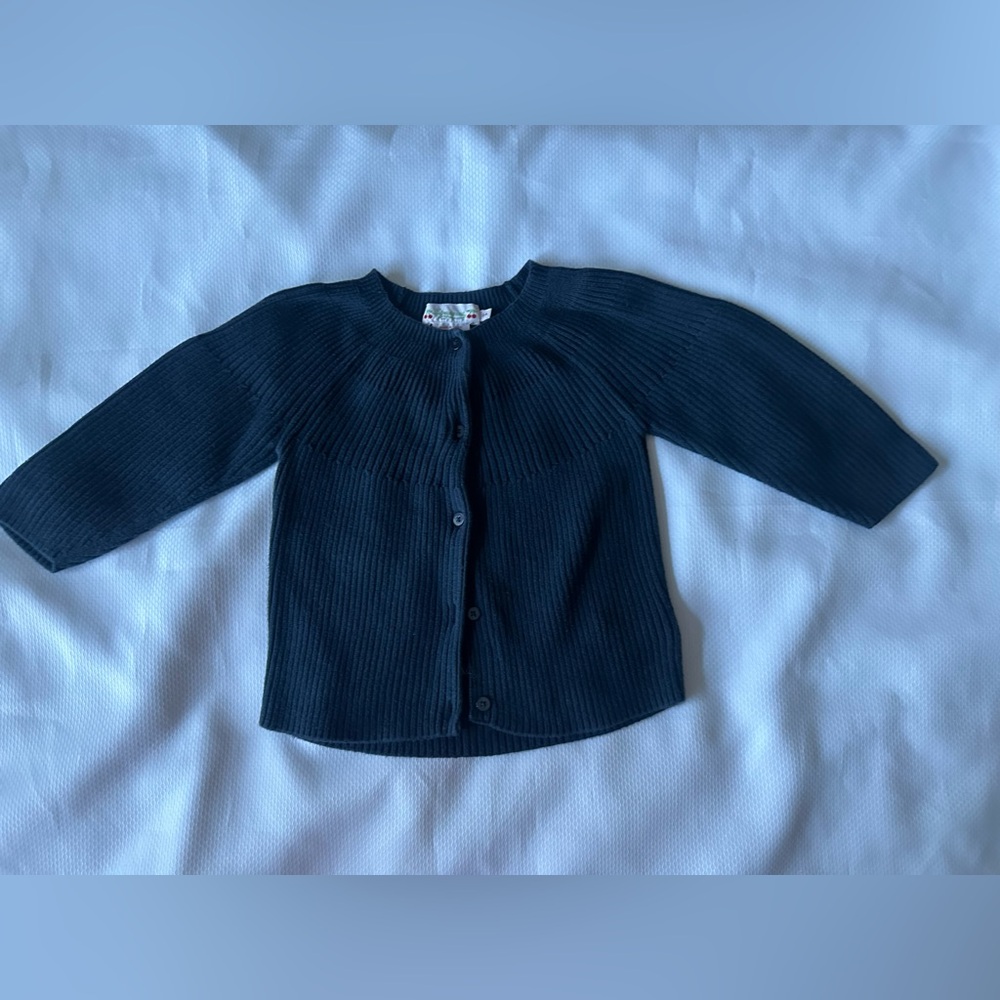 Bonpoint Navy Ribbed Cotton Cardigan Size 2T - Picture 3 of 8